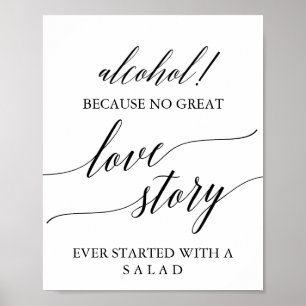 Elegant svart kalligrafi alkohol kärlekshistoria s poster