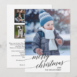 Elegant svart kalligrafi år i översikt foto julkort