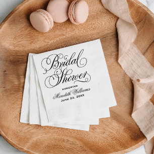 Elegant svart kalligrafi bröllop brud shower pappersservett
