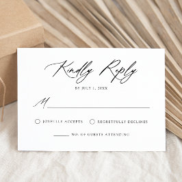 Elegant svart kalligrafi bröllop OSA kort