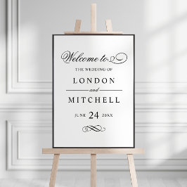 Elegant svart kalligrafi bröllop välkommen poster