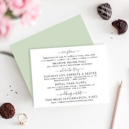 Elegant svart kalligrafi bröllopsinformation tilläggskort