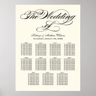 Elegant svart kalligrafi Elfenbensvit bröllopsplat Poster