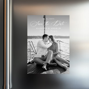 Elegant svart kalligrafi Foto Spara datum Magnetisk Inbjudningskort