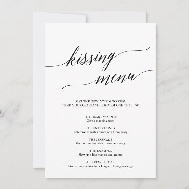 Elegant svart kalligrafi Kysst menu Inbjudningar (Framsida)