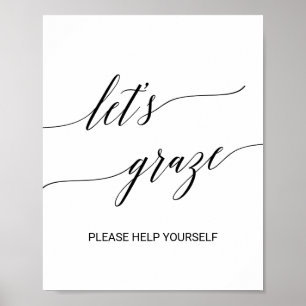 Elegant svart kalligrafi Let's Graze matbord Poster