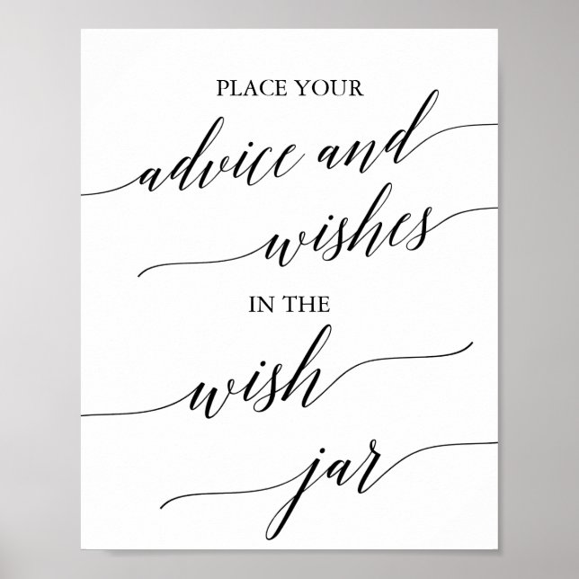Elegant svart kalligrafi önskeburks-skylt poster (Framsidan)