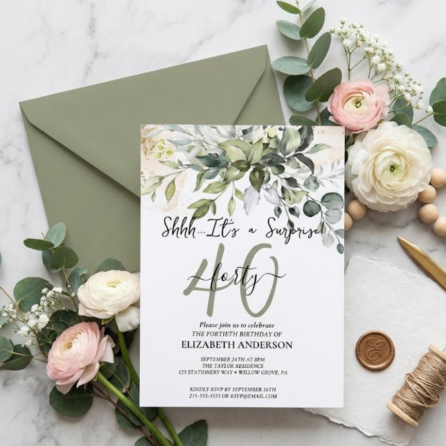 Elegant svart kalligrafi överraskningsfest  inbjudningar (Skapare uppladdad)