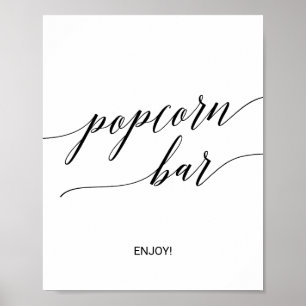 Elegant svart kalligrafi Popcorn Bar skylt