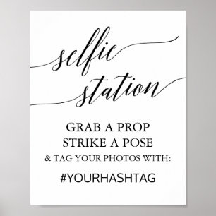 Elegant svart kalligrafi Selfie Station skylt