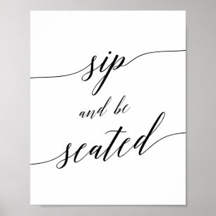 Elegant svart kalligrafi Skaffa dryck och ta plats Poster