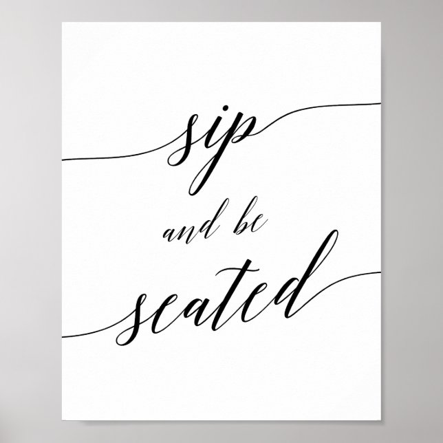 Elegant svart kalligrafi Skaffa dryck och ta plats Poster (Framsidan)