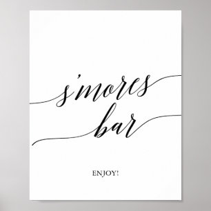 Elegant svart kalligrafi S'mores Bar skylt