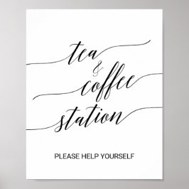 Elegant svart kalligrafi-tecken för te och kaffe poster
