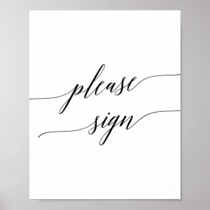 Elegant svart kalligrafi vänligen signera affisch