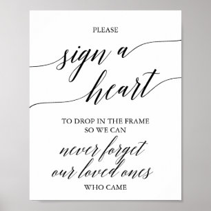Elegant svart kalligrafi Vänligen signera ett hjär Poster