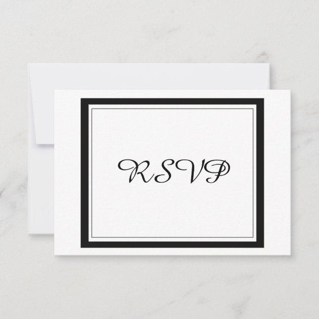 Elegant svart kant bröllops RSVP OSA Kort (Framsida)