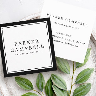 Elegant svart kant professionell minimalistisk fyrkantigt visitkort
