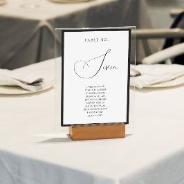 Elegant svart kant skrivstil bröllops sittplatskar bordsnummer