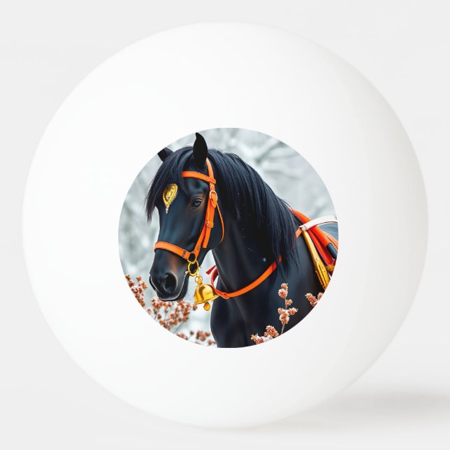 Elegant svart kastanjhästar pingisboll (Framsidan)