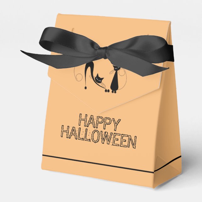 Elegant svart katt, Glad Halloween Presentaskar (Framsidan Sidan)