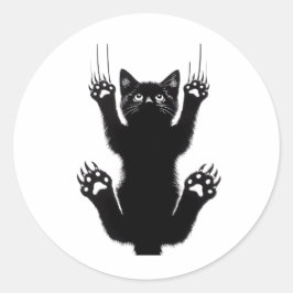 Elegant svart katt illustration runt klistermärke