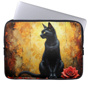 Elegant svart katt laptop fodral