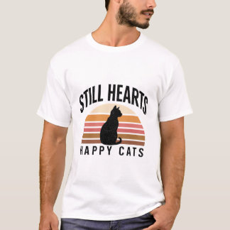 Elegant svart katt silhuett design med tassavtryck t shirt