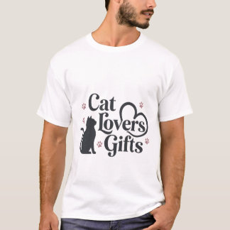 Elegant svart katt silhuett design med tassavtryck t shirt