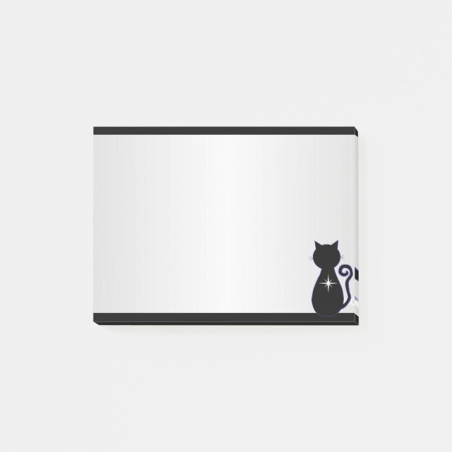 Elegant svart katt silhuett post-it block (Framsida)