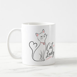 Elegant svart kattmamma hjärtstjärt söt katt dam kaffemugg