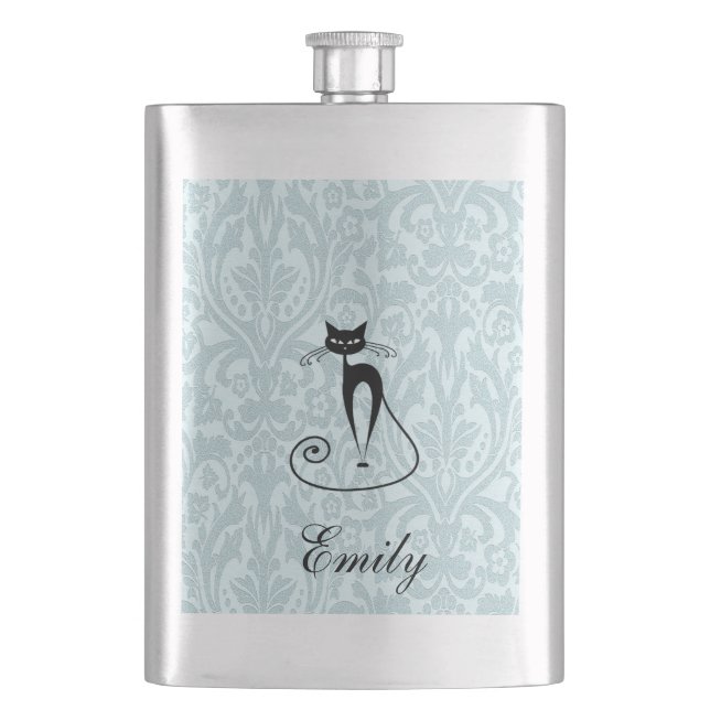 Elegant svart kattynka vintage bröllop fickplunta (Framsidan)