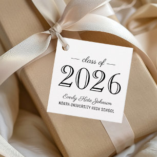 Elegant svart klass 2026-examensfest gåvor etiketter