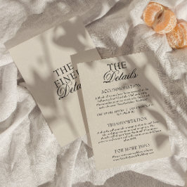 Elegant svart kräm gammaldags peng wedding detalje tilläggskort