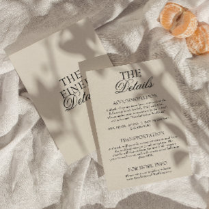 Elegant svart kräm gammaldags peng wedding detalje tilläggskort