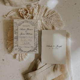 Elegant svart krämfärgad blomstergirlang Boho bota Inbjudningar