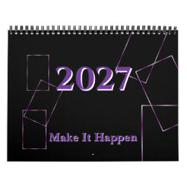 Elegant svart lavendel geometrisk ram Anpassad Kalender