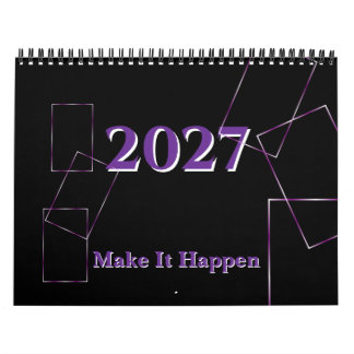 Elegant svart lavendel geometrisk ram Anpassad  Kalender