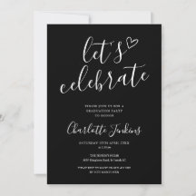 Elegant svart Let's Celebrate Script-examenfest