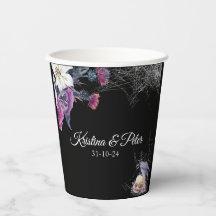 Elegant svart lila gotisk blomster skalle bröllop