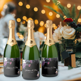 Elegant svart lila gotisk blomster skalle bröllop