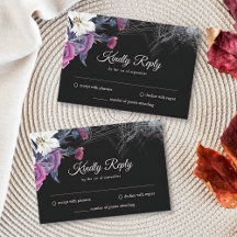Elegant svart lila gotisk blomster skalle bröllop