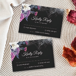 Elegant svart lila gotisk blomster skalle bröllop OSA kort