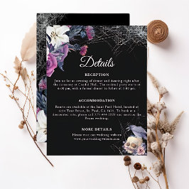 Elegant svart lila gotisk blomster skalle bröllop tilläggskort