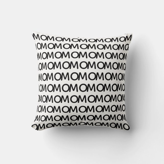 Elegant svart mamma-mönster på vit kudde (Framsida)