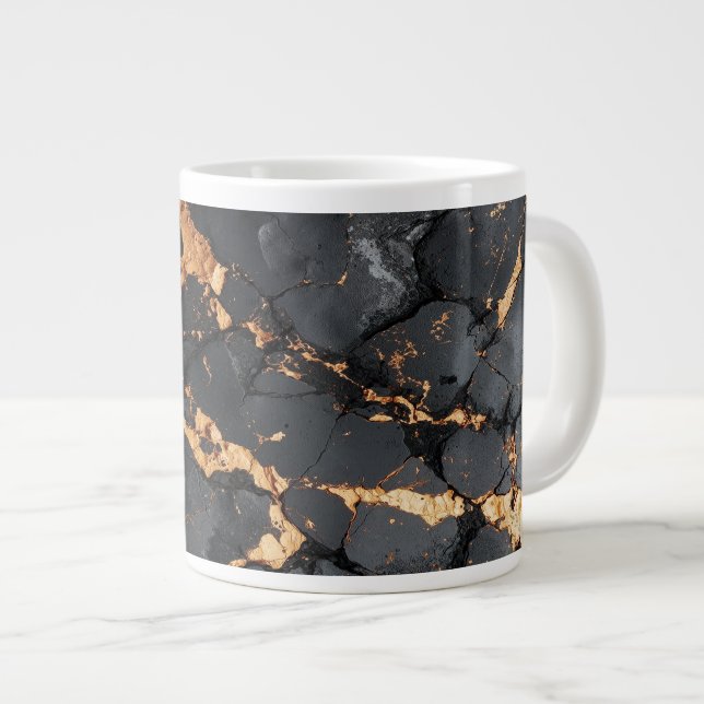 Elegant svart marmor med guldådror Modern konst Jumbo Mugg (Framsida höger)