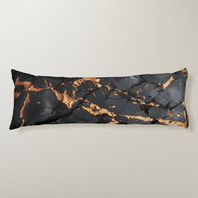 Elegant svart marmor med guldådror Modern konst Kroppskudde (Framsidan)