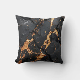 Elegant svart marmor med guldådror Modern konst Kudde