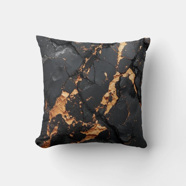 Elegant svart marmor med guldådror Modern konst Kudde (Framsida)