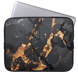 Elegant svart marmor med guldådror Modern konst Laptop Fodral